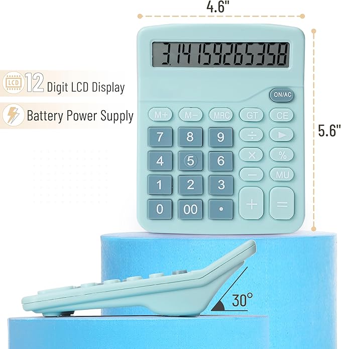 Mr. Pen- Calculator, Blue, Calculators Large Display, Standard Function Calculator, 12-Digit, Calculators Desktop, Office Calculator, Desktop Calculator, Desk Calculator Large Display, Blue Calculator