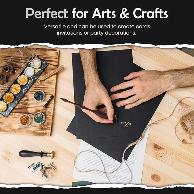 SANZIX 120 Sheets Black Cardstock Paper 8.5 x 11 80lb/216 GSM Cover Card Stock for Invitations, Drawing, Menus, Decorations, DIY Cards, Scrapbook, Calligraphy & Crafts | Heavyweight Printer Paper