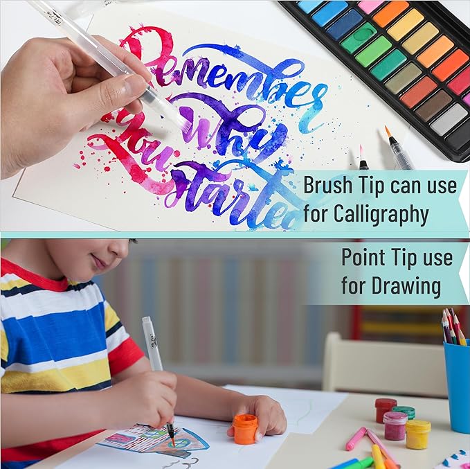 Mr. Pen- Watercolor Brush Pens, 12 pcs, Watercolor Brushes Set, Watercolor Pens for Adults, Water Brush Pen, Water Color Pens, Watercolor Brush Set, Refillable Brush Pen, Water Brushes for Watercolor