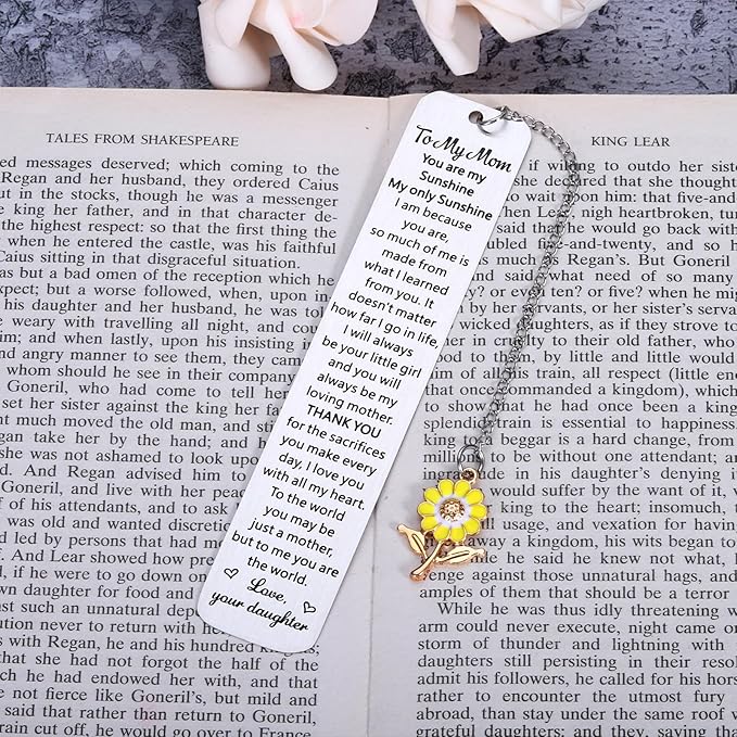 Bookmark Gifts for Mom Mother’s Day Gifts for Mom Mother Mommy from Daughter Christmas Stocking Stuffers Gift for Mom from Daughter Teens Girls Birthday Mom Gifts for Book Lover You are My Sunshine