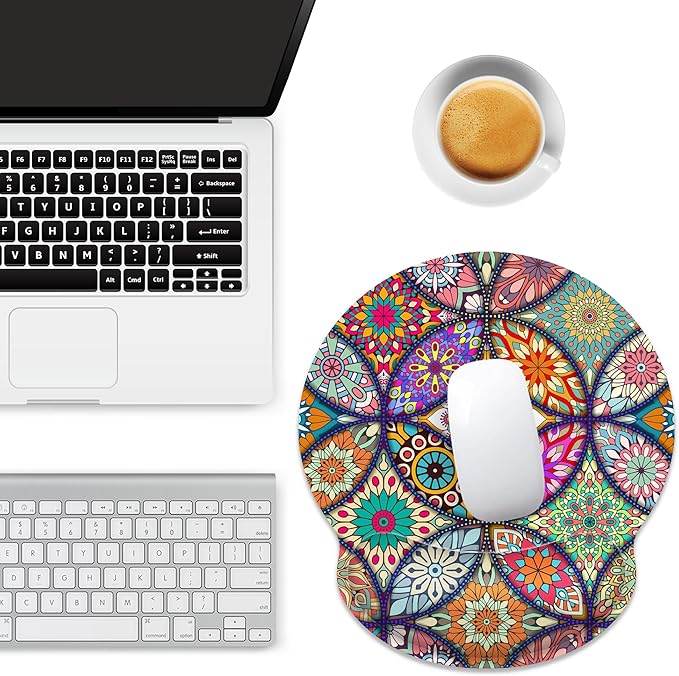 Ergonomic Mouse Pad with Wrist Support,Boho Modern Art Mouse Pad with Wrist Rest,Relieve Wrist Pain Mousepad Non-Slip Rubber Base,Mouse Pads for Desk,Computers,Laptop,Office,Gaming,Accessories