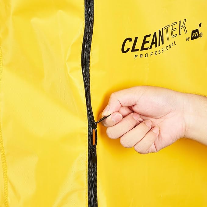 Restaurantware-Clean Tek Professional 3-Shelf Janitor Cart with Wheels, 1 Cleaning Trolley with Cover and 21 Gallon Bag - Includes 1 Double Locking Cabinet, Heavy-Duty, Gray Plastic Janitorial Cart