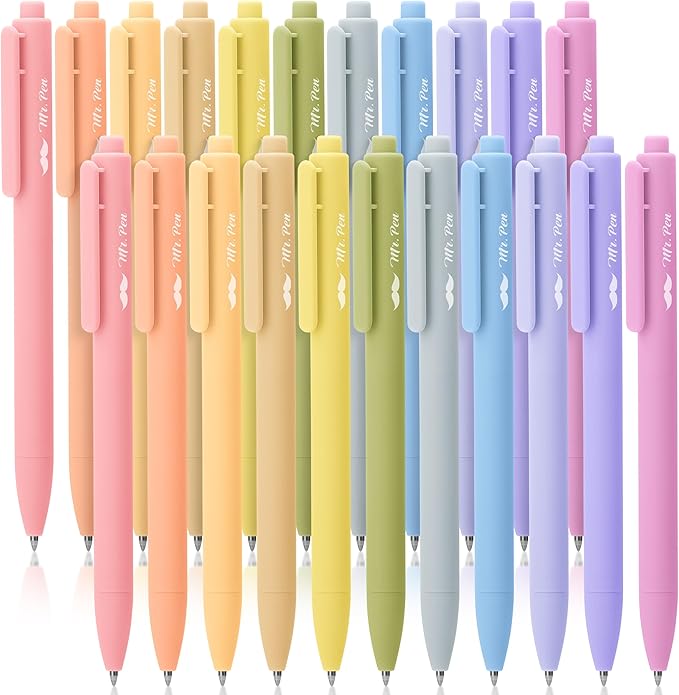 Mr. Pen- Retractable Gel Pens, 22 Pack, Black Ink, Mild Barrel Gel Pens, Gel Pens Fine Point 0.7mm, Retractable Pens, Cute Pens, Gel Ink Pens, Aesthetic Pens for Journaling Fine Tip Pens