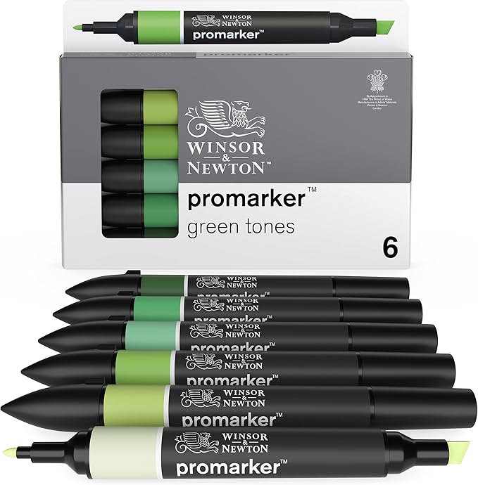 Winsor & Newton ProMarker Set, 6 Count, Green Tones