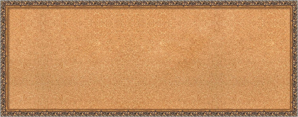 Amanti Art Natural Cork Board for Wall, 18x46 Vision Board with Bronze Frame, Oversize Corkboard Office Decor for Home Organization, Traditional Corkboard Pinboard to Display Items for Home