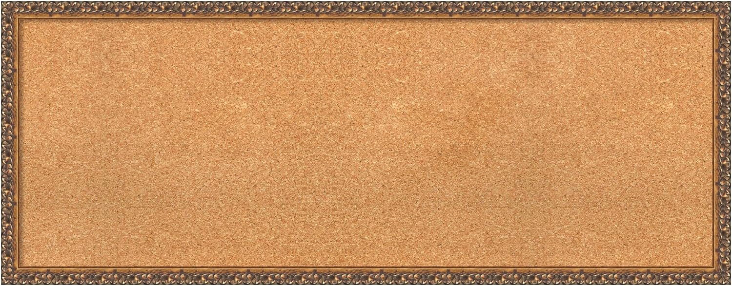 Amanti Art Natural Cork Board for Wall, 18x46 Vision Board with Bronze Frame, Oversize Corkboard Office Decor for Home Organization, Traditional Corkboard Pinboard to Display Items for Home