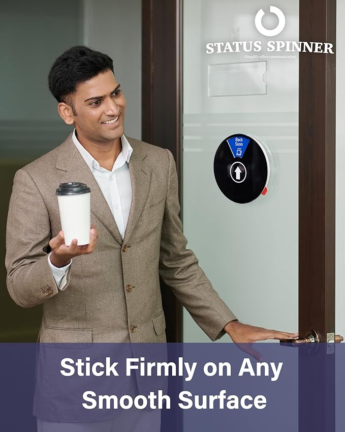 Out Of Office Sign for Door, 6 Options Status Private Sign, In a Meeting, Do Not Disturb, Working Remotely, In Out Sign Available and Away