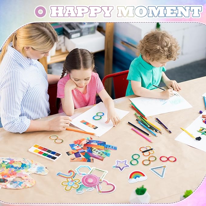 80 Pcs Anxiety Sensory Stickers with Inspirational Quotes Calm Textured Strips Relief Mental Health Stickers School Office Adhesive Sensory Tape Anti Stress Toys for Adults Teens (Fresh)