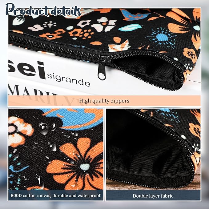 Book Sleeve Book Covers Book Protector Floral Printed with Zipper Washable Fabric for Teen Adult Book Lover Teacher Student(Medium,11 X 8.7 Inch)…