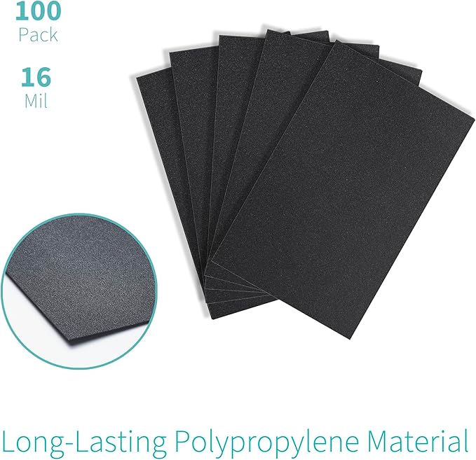 Binditek 100 Pack 16 Mil Sand-Textured Polycover, 11 x 17 Inches Binding Front and Back Covers, Lightly Textured Sand Finish, Heavyduty Binding Presentation Covers, Tabloid, Black