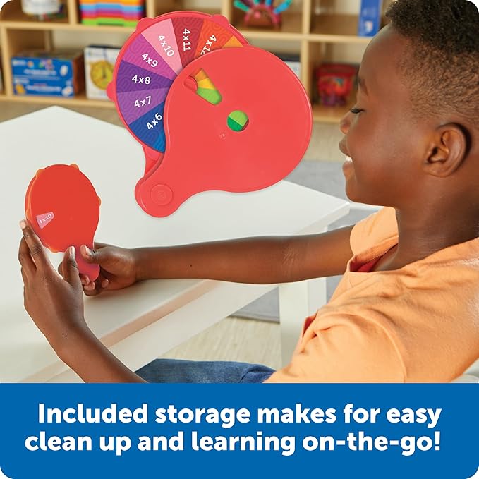 Learning Resources Skill Builders! Multiplication Quiz Wheel, Math Fidget Toy, Number Flash Cards, Math Fidget Spinner, Ages 6+, 15 Pieces