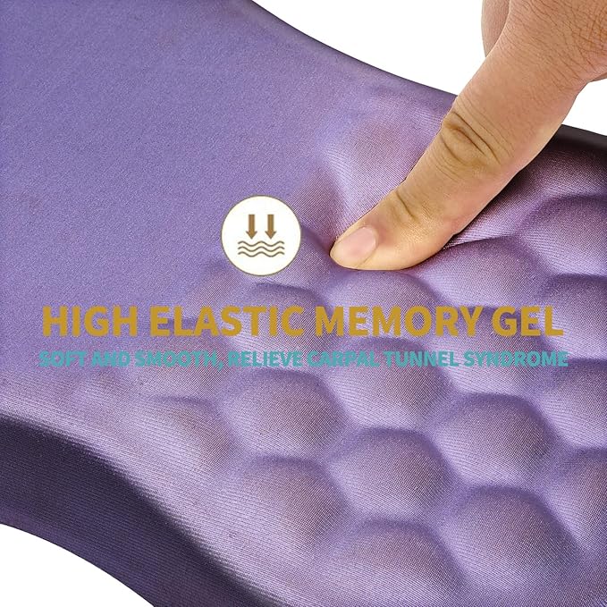 Hokafenle Ergonomic Mouse Pad Wrist Support with Massage Design, Wrist Rest Pain Relief Mousepad with Memory Foam&Non-Slip PU Base, Mouse Pads for Wireless Mouse & Desk (12x8 inch,Lavender)