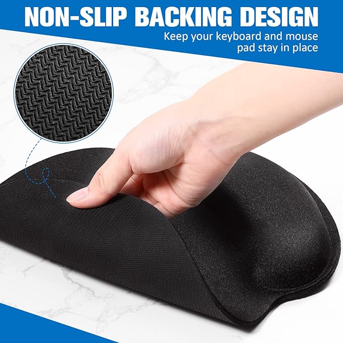 Yunsailing 8 Pcs Ergonomic Mouse Pad and Keyboard with Wrist Support Set Soft Smooth Gel Rest Comfortable Memory Foam for Easy Typing Gaming Computer Laptop Office Home