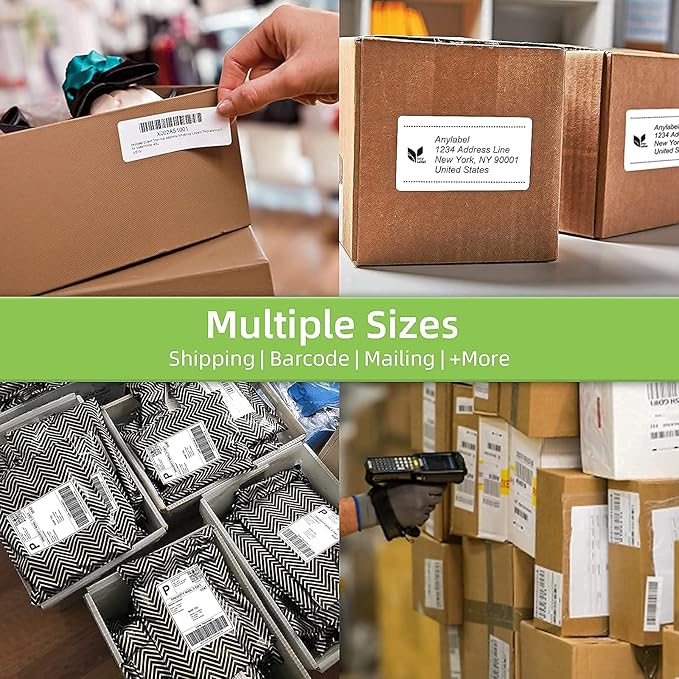 8 Stacks 4" x 6" Fanfold Direct Thermal Labels, Mailing Postage Shipping Label with Perforated, Compatible with Zebra, Rollo, MUNBYN, NELKO Label Printer(500 Labels/Stack, Total 2000 Labels)