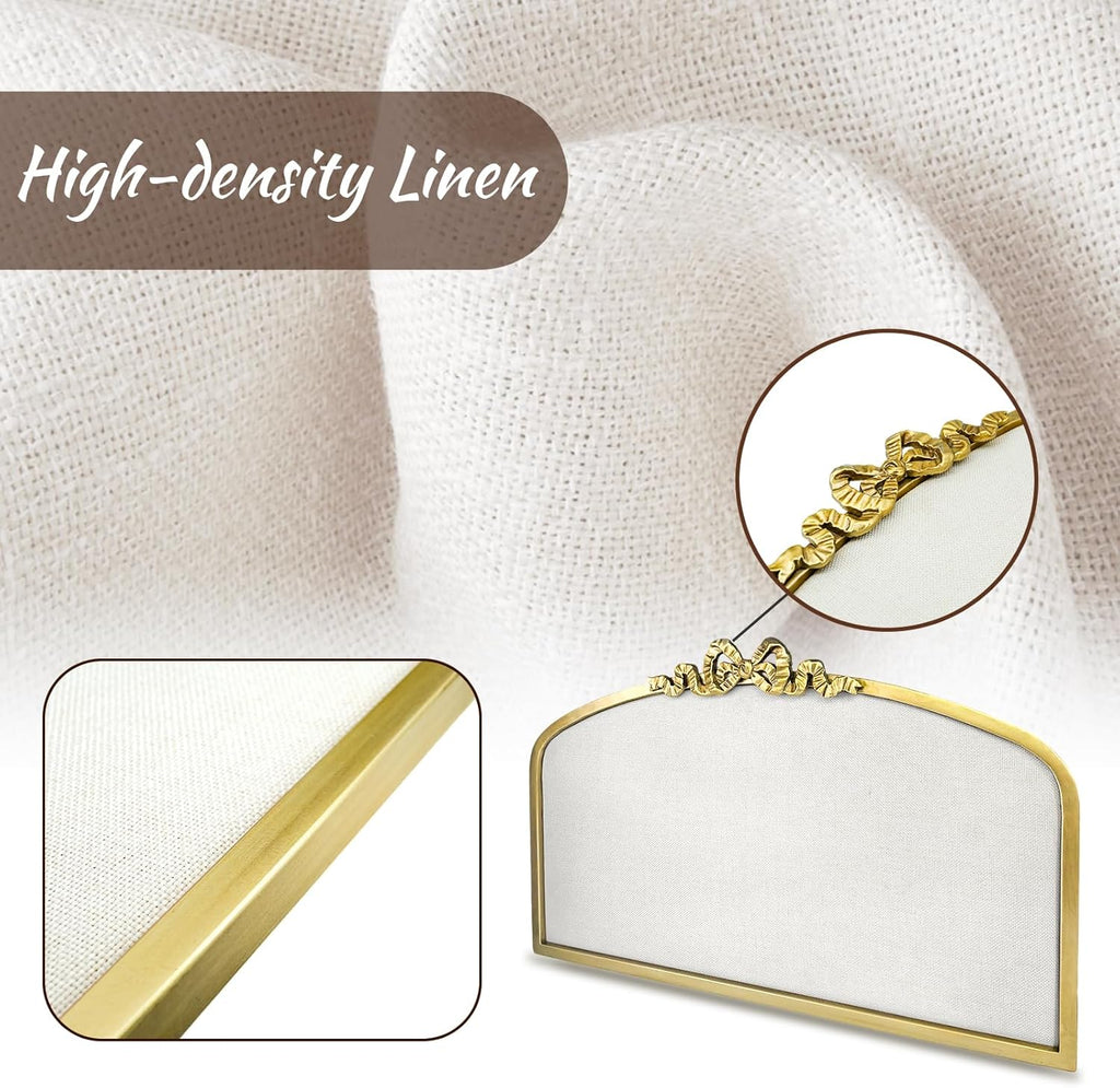 Vintage Arched Linen Cork Board with Gold Bowknot – Decorative Bulletin Board for Walls, Iron Frame Pin Board for Notes, Photos & Reminders, Elegant Vision Board for Home & Office 24"x 15"