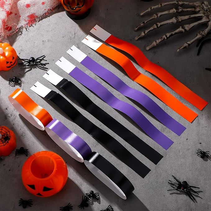 Epakh 600 Pcs Paper Wristbands Neon Wrist Bands Waterproof Handbands for Events Lightweight Concert Wristbands Neon Colored Adhesive Wrist Band for Party