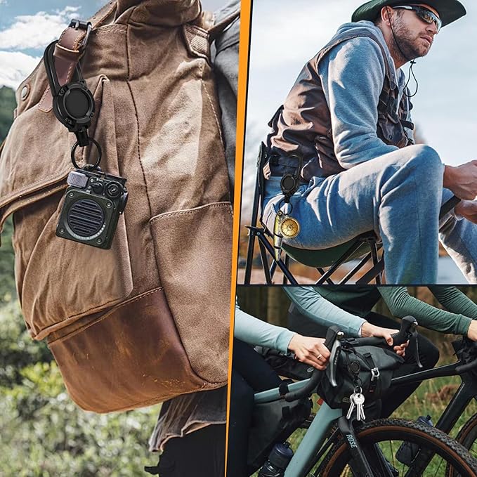 Heavy Duty Retractable Keychain, 3 Pack, Retractable ID Badge Holder Reel, Tactical ID Badge Reel, Key Ring Outdoor (Black, Black, Black)