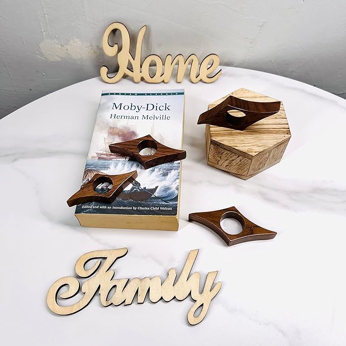 Handmade Walnut Wooden Book Page Holder - Novel Thumb Bookmark Gifts for Reading (Walnut, Mini)