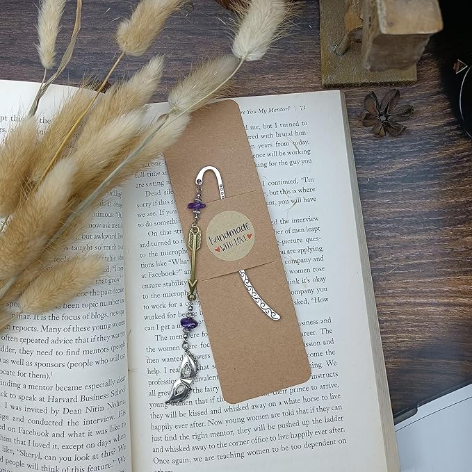 Retro Metal Bookmark for Bookish Gifts Wing Mask Bow and Arrow Charms Book Mark for Book Lover Gifts for Women Men (Mask Charm)