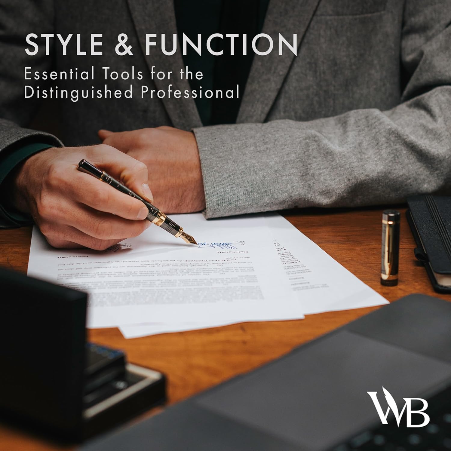 Wordsworth & Black Primori Fountain Pen Set [Gunmetal Gold]; Medium Nib, Gift Case, 24 Ink Cartridges, Refill Converter, Manual; Journaling, Calligraphy, Smooth Writing Pens; Left and Right Handed