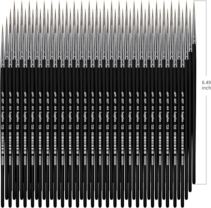XDT#725 Fine Detail Artist Paint Brush 100 Piece Set Round Pointed Tip Paint Brush #00000 for Micro Painting, Nail Model Acrylic Oil Watercolor