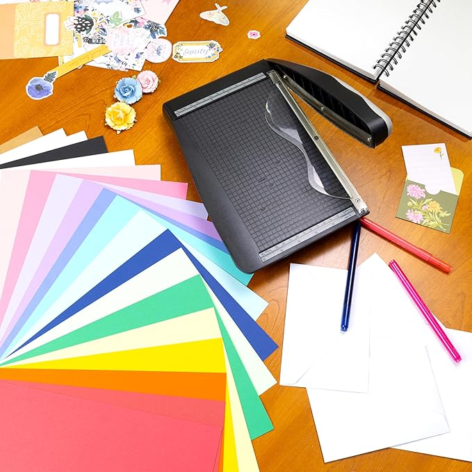 Cardstock 12 x 12 Paper Pack - 65lb Card Stock for Crafts, Cardmaking, Art Projects - 100 Square Scrapbook Sheets, 20 Assorted Colors - Double Sided with Solid Core, Kaleidoscope