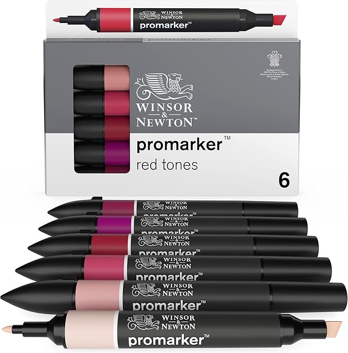 Winsor & Newton ProMarker Set, 6 Count, Red Tones