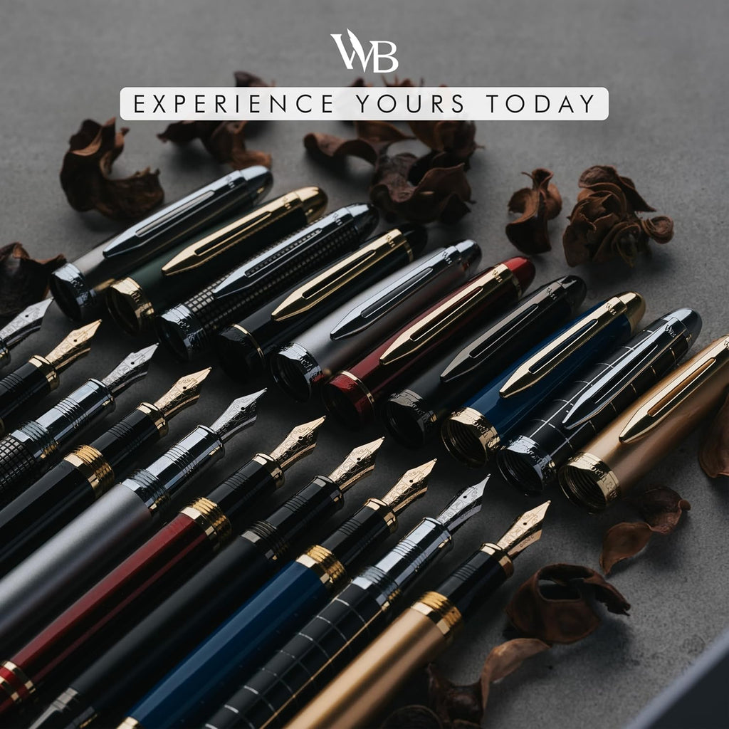 Wordsworth & Black Majesti Fountain Pen-(Blue), Luxury Case, 24K Gold Finish; 18K Gilded Medium Nib- Ink Cartridges, Refillable Ink Converter-Calligraphy Pen-Best Business Gift Set for Men & Women