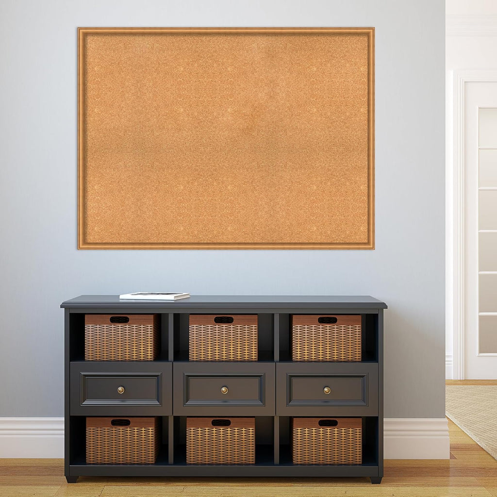 Amanti Art Natural Cork Board for Wall, 36x48 Vision Board with Bronze Frame, Oversize Corkboard Office Decor for Home Organization, Casual Corkboard Pinboard to Display Items for Home Organization
