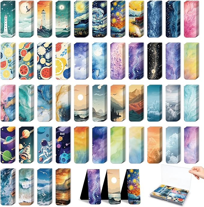 48 Pieces Magnetic Bookmarks Magnet Page Markers - Book Marks for Reading Women & Men with Storage Boxes - Cute Magnet Bookmark Clips for Reading Pleasure