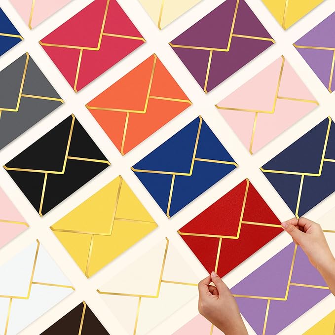 60 Pack Gold Envelopes 5x7 Lvory White, 250G Pearled Cardstock A7 Envelopes for Invitations Business Mailing Envelope with Gold Foil Border, A6 4x6 Envelopes for Wedding Baby Shower Cards