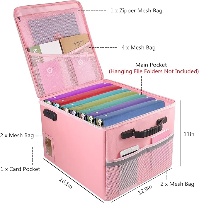 Fireproof File Cabinet with Lock, Fireproof Document Organizer Collapsible File Box Filing Cabinet with Handle for Letter Legal Folder Certifications