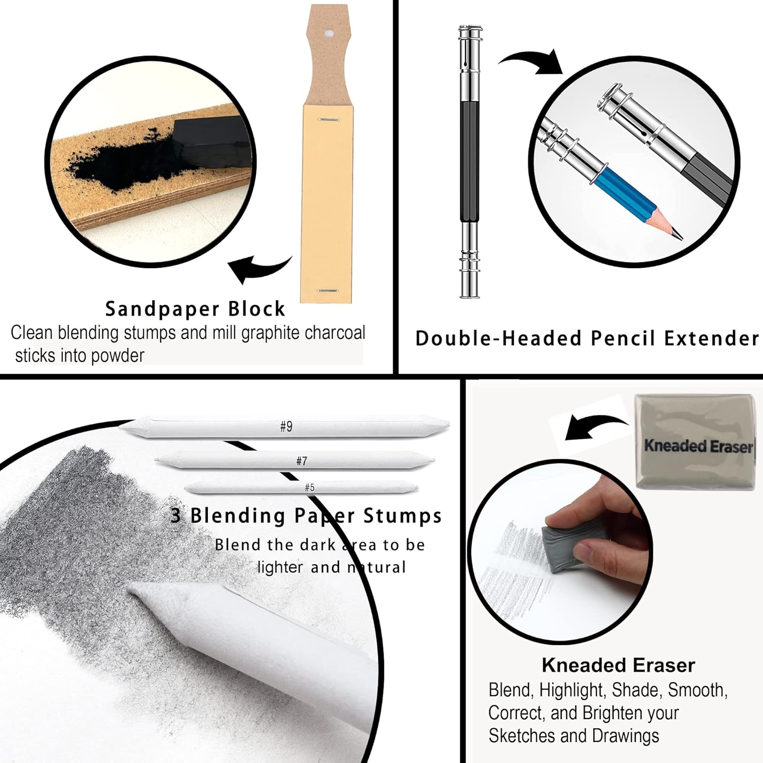 KALOUR 54-Pack Sketch Drawing Pencils Kit with Sketchbook,Include Graphite,Charcoal Pencils and Artists Tools,Pro Art Drawing Supplies for Adults Kids Beginners,ideal for Sketching Shading