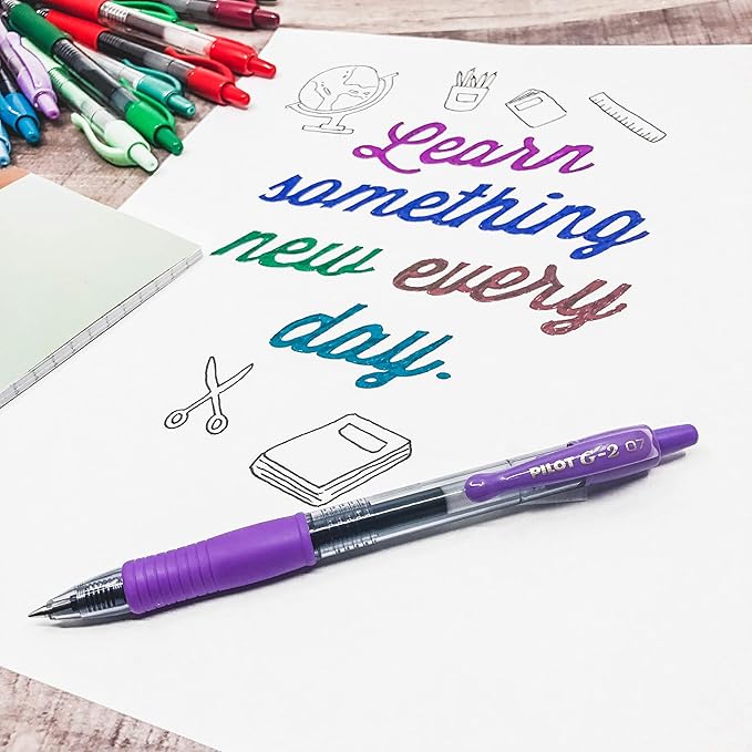 Pilot, G2 Premium Gel Roller Pens, Fine Point 0.7 mm, Assorted Colors, Pack of 8