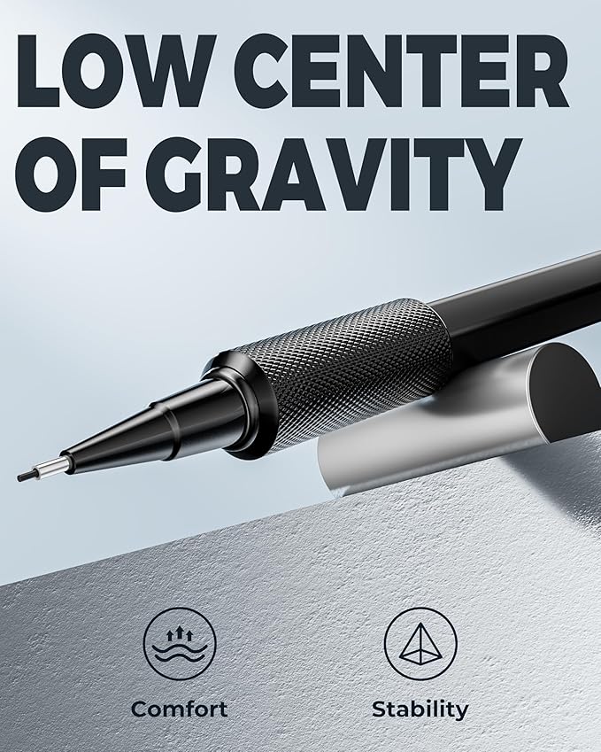 Mechanical Pencils 0.5 with Case, Metal Weatherproof Body Outdoor Artist Mechanical Pencil with 120 PCS HB & 2B Lead Refills, Eraser, for Writing Drafting Drawing and Sketching