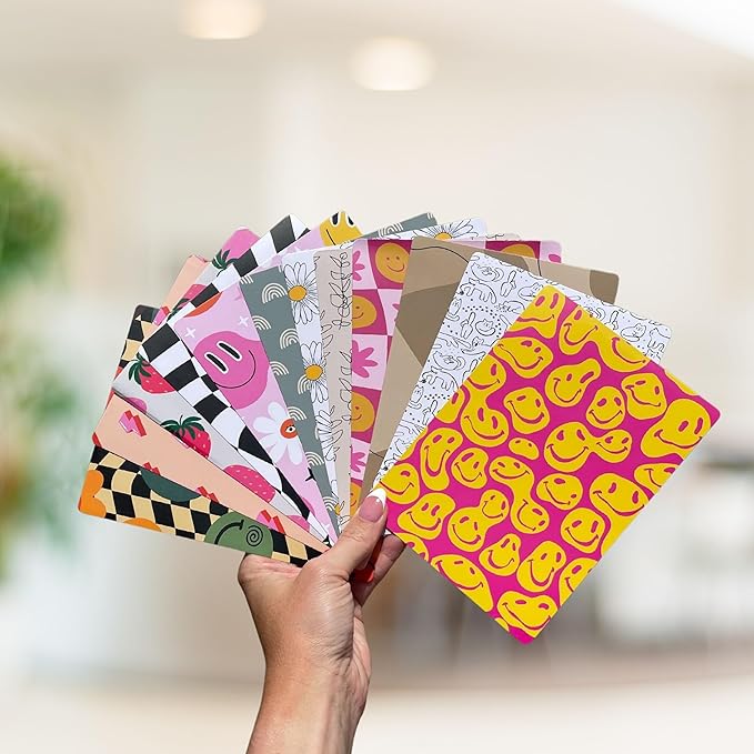 E-reader Cardstock Paper Inserts for Clear Case | 12 pk 4.88 x 6.73” inches Paper White 11th Generation 6.8" Screen Compatible Put Behind Case Colorful Floral Designs Change Out (1856 Design Mix 2)