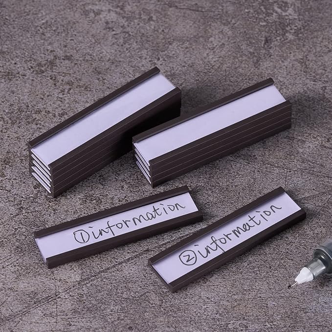 Eeoyu Magnetic Label Holders with Magnets Magnetic Data Card Holders with Clear Plastic Protectors for Metal Shelf, Whiteboard, Set of 30 (0.5 x 2 Inch)