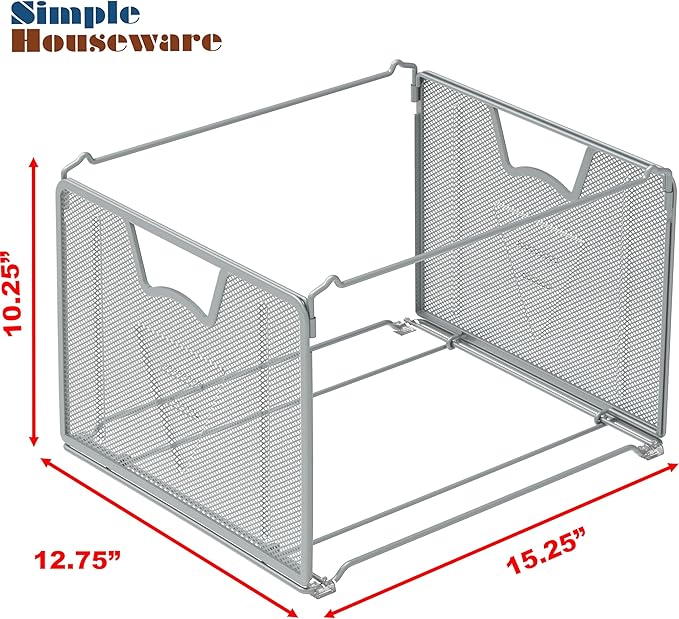 Simple Houseware Mesh Hanging File Organizer, Silver