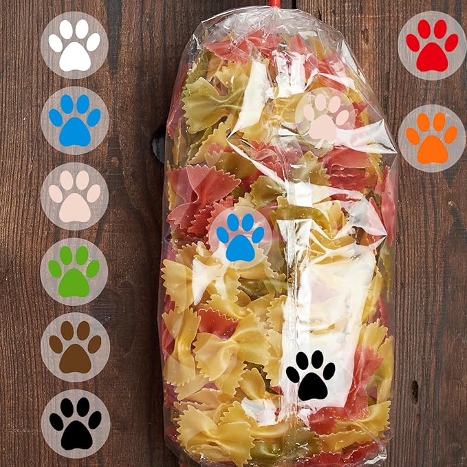 Paw Print Stickers,1.5" Clear Round Bear Paw Print Stickers Dog Puppy Paw Stickers Bear Paw Stickers with Perforation Line (500 PCS,Orange)