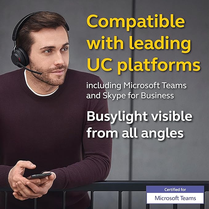 Jabra Evolve2 65 MS Wireless Headset with Link380c, Mono, Black – Wireless Bluetooth Headset for Calls and Music, 37 Hours of Battery Life, Passive Noise Cancelling Headphones