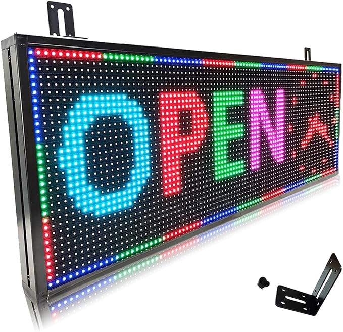 P10 Digital Scrolling Led Sign Board Programmable, Outdoor Waterproof Full Color High Brightness Wifi Control, for Business Store Restaurant Window 39''x14''