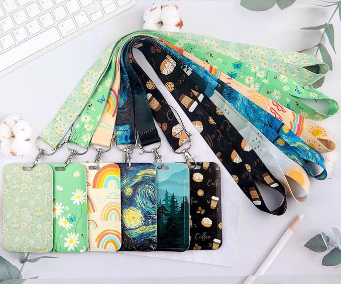 Black Work Badge Holder Lanyard with Retractable Badge Reel Clip Cute Lanyard for Keys ID Badge for Women Teens Girls Teachers School ID Card Holder(Coffee)