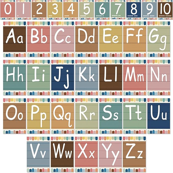 Bulletin Board Letters - ABC Alphabet Poster Classroom Decor Set Preschool English Poster Kindergarten/Primary School Classroom Wall Decor Daycare/Homeschool Supplies 10inx5.5in