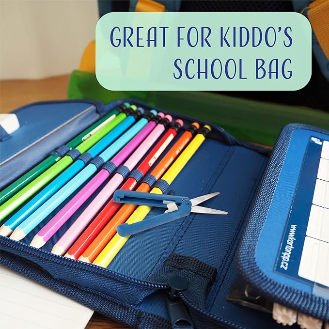 JubileeYarn Push Open Folding Safety Scissors - Dark Blue - 3 Pairs