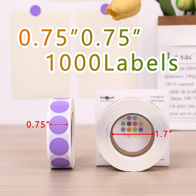 PARLAIM 3/4 Inch Round Permanent Adhesive Color-Code Dot Stickers,1000 Stickers Roll dots Label Dispenser Box Circle Stickers Labels (Lavender)