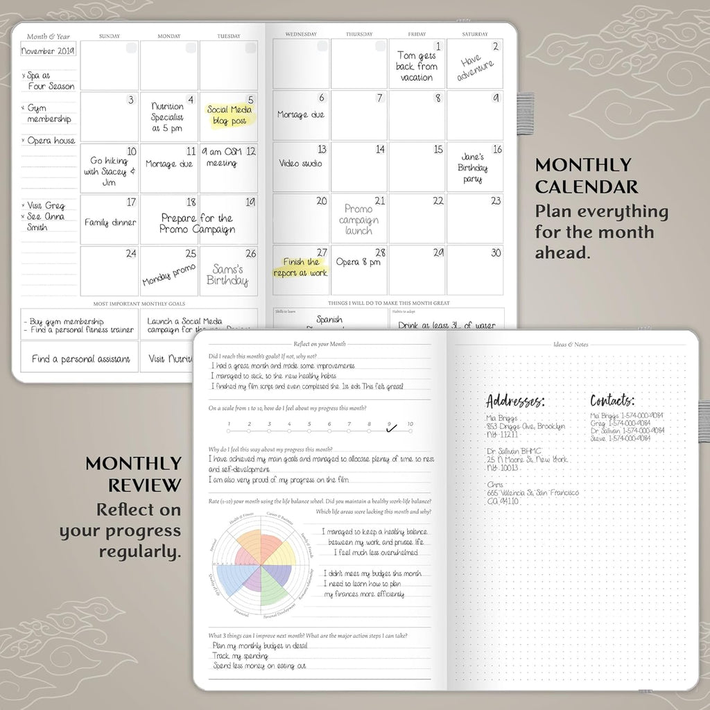 Legend Planner PRO – Deluxe Weekly & Monthly Life Planner to Increase Productivity and Hit Your Goals. Time Management Organizer Notebook – Undated – 7 x 10" Hardcover + Stickers – White