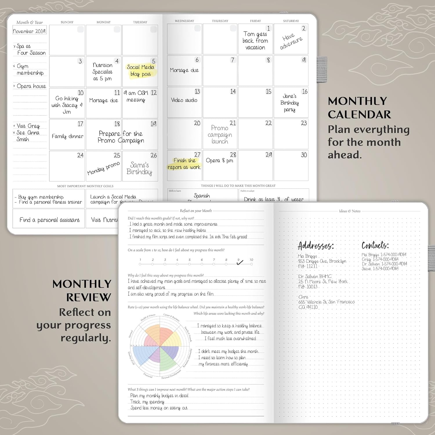 Legend Planner PRO – Deluxe Weekly & Monthly Life Planner to Increase Productivity and Hit Your Goals. Time Management Organizer Notebook – Undated – 7 x 10" Hardcover + Stickers – White