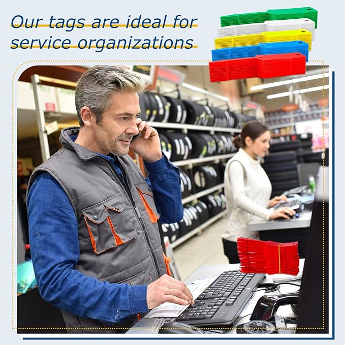 Lewtemi 1000 Pieces Self Lock Arrow ID Key Tags Car Parts Tags Key Ring Repair Labels for Office Automotive Shop Supplies(4 1/2'' X 3/4",Mixed Colors)