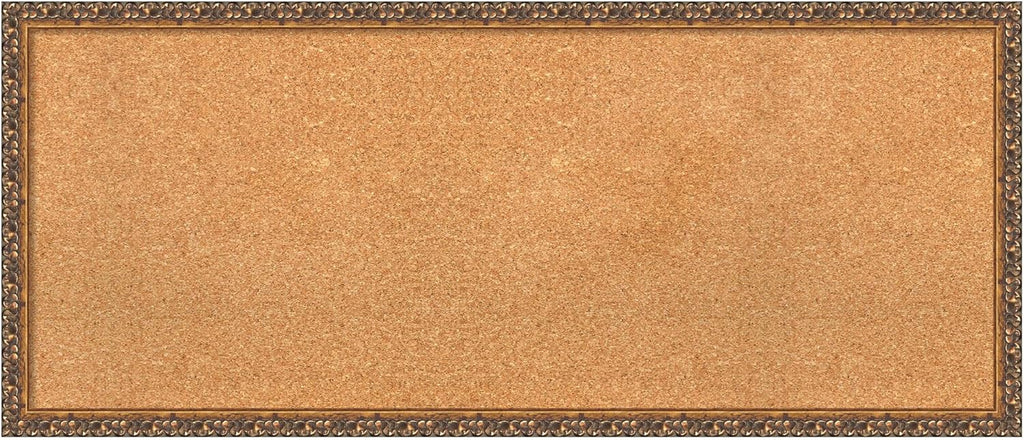 Amanti Art Natural Cork Board for Wall, 18x42 Vision Board with Bronze Frame, Large Corkboard Office Decor for Home Organization, Traditional Corkboard Pinboard to Display Items for Home Organization