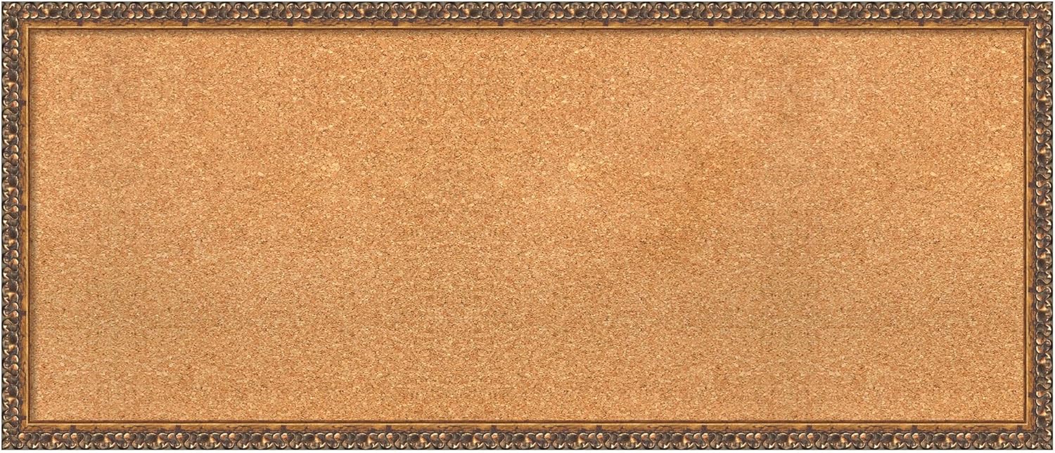 Amanti Art Natural Cork Board for Wall, 18x42 Vision Board with Bronze Frame, Large Corkboard Office Decor for Home Organization, Traditional Corkboard Pinboard to Display Items for Home Organization